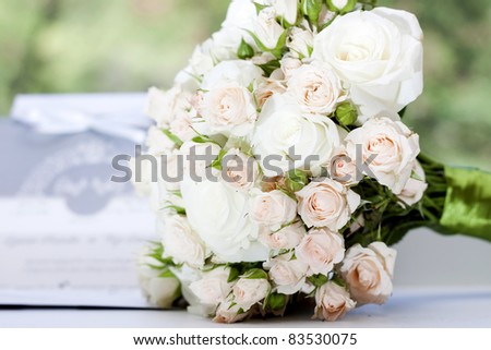 stock photo Wedding bouquet of pink and white roses