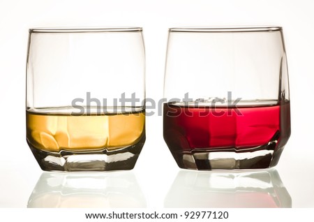 Colorful drinks on white background
