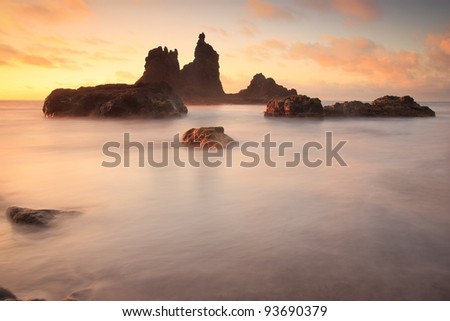 This photo was taken on 29  of March, in 2010. We can see a spectacular sunset on the Benijos' coast, in the north of Tenerife, Canary Islands, Spain. Also, we see the Benijos' rocks.
