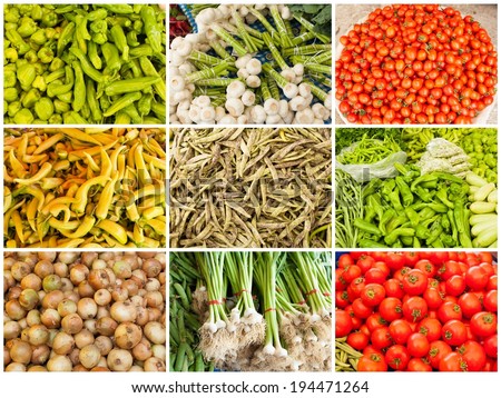 collection of images from vegetable farmers market