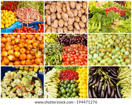 collection of images from vegetable farmers market