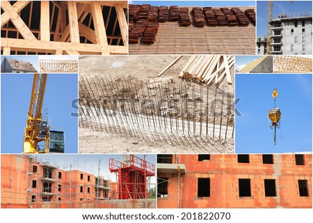 collage of photos of the industry of construction and building