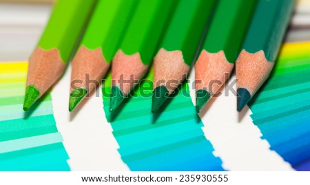 green colored pencils and color chart of all colors