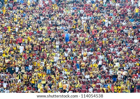 Recife, Brazil-Circa Oct 2010: Fans Of The Sport Club Do Recife Await The Start Of The Match Against The Rival Team. Circa October 2010 In Recife.