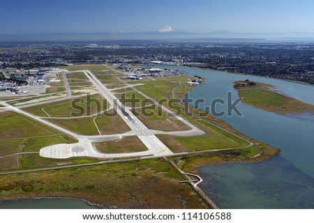 Airport on the Sea Island, Metro Vancouver and Mt. Baker