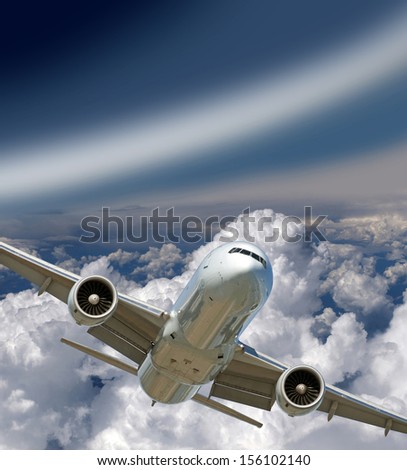 Two jet engine aircraft flying in the sky