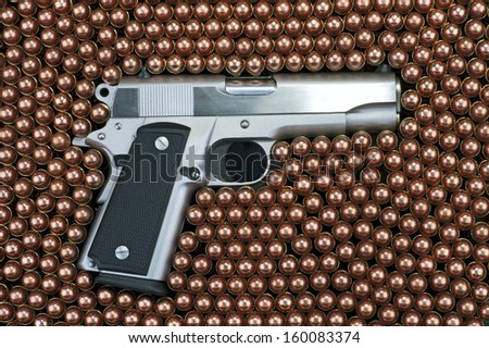 Pistol - gun, bullets and cartridges