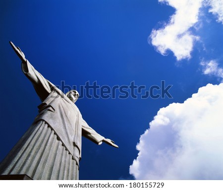 RIO DE JANEIRO - MARCH 15,1996: The 30 m tall statue of \'Christ the Redeemer\' in Corcovado Mountain was constructed in 1922-31 as a symbol of Brazilian Christianity. Statue become an icon for Brazil.