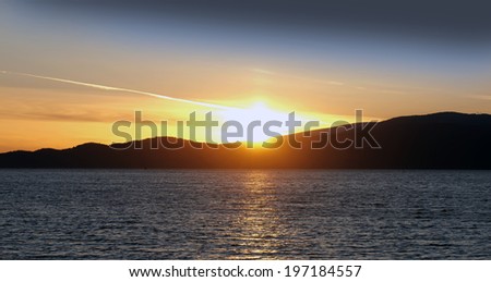 Sunset above Coast Mountains, British Columbia, Canada
