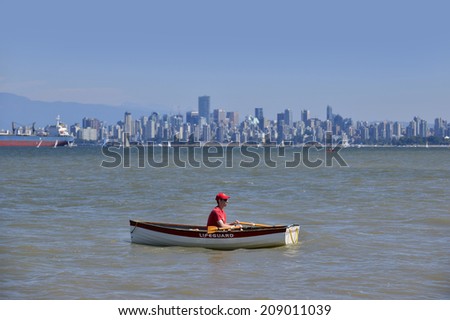 VANCOUVER BEACHES - AUGUST 2, 2014: The City of Vancouver provides lifeguard service in the duty, if weather permits, on the Spanish Banks, from Victoria Day to Labour Day. British Columbia, Canada