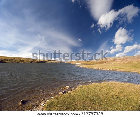Lake with clouds - Yellow Lake in the Canadian province of Saskatchewan