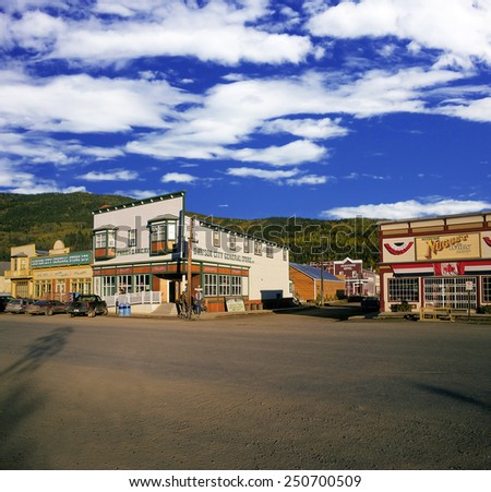DAWSON CITY - JULY 5, 2006: Famous Klondike Gold Rush centre began as First Nations camp in 1896. Camp grew in1898 into thriving city of 40 000 gold prospectors and named Dawson City. Yukon, Canada.