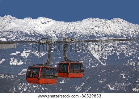 Peak 2 Peak Gondola, Whistler, British Columbia, Canada  connecting Whistler Mountain to Blackcomb Mountain