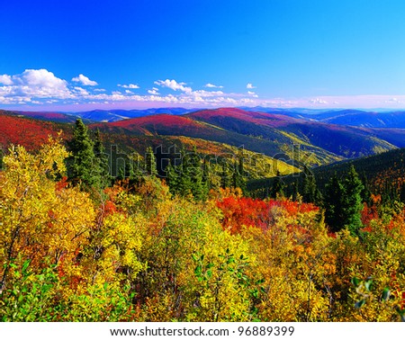 Yukon Mountains in the fall colours, Canada