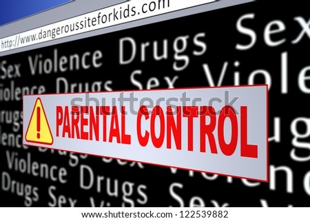 Computer generated image of a parental control alert. Concept for internet parental control.