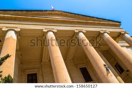 Malta law courts in the republic street in Valletta.