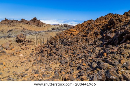 Desert formed by volcanic rocks at the top of the Teide volcano.