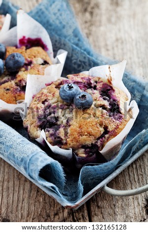 Homemade Blueberry Muffins In Paper Cupcake Holder