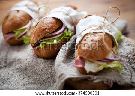 Baguette with ham and cheese