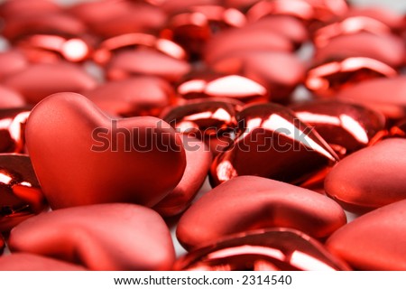 Red heart shape decorations for valentines day