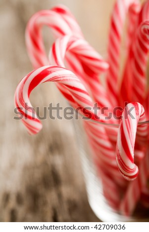 Candy canes with red and white stripes