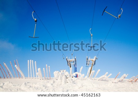 Ski resort on beautiful sunny day with blue sky