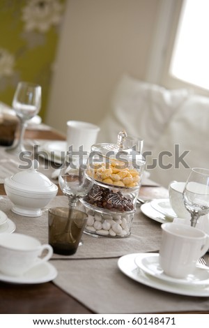 Elegant table setting for afternoon coffee or tea