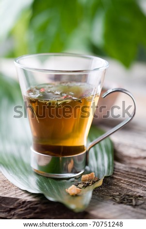 Cup of chinese green tea in glass