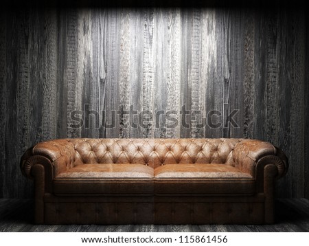 leather sofa in dark room