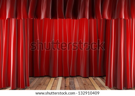 red fabric curtain on stage