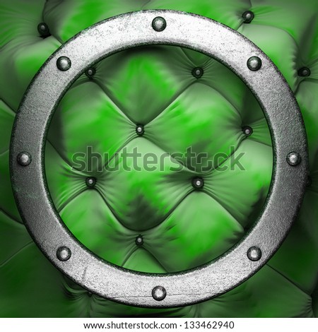 Silver element on fabric background