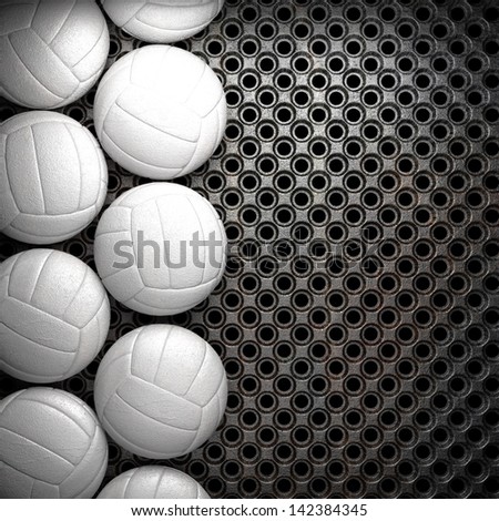 Volleyball ball and metal wall background