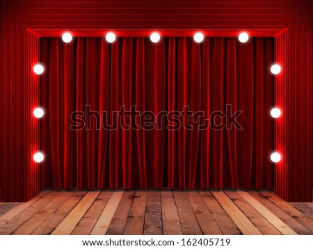 Red Fabric Curtain On Stage