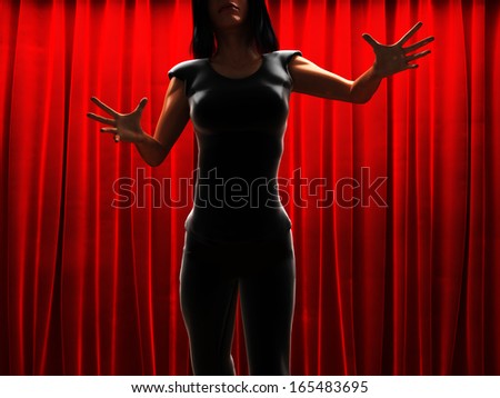 woman and curtain stage