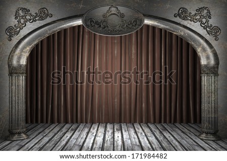 fabric curtain on old stage