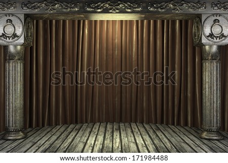 fabric curtain on old stage