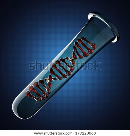 DNA model on blue background