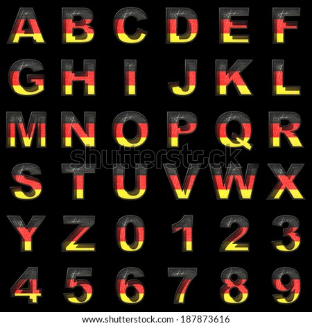 Germany alphabet set on black background
