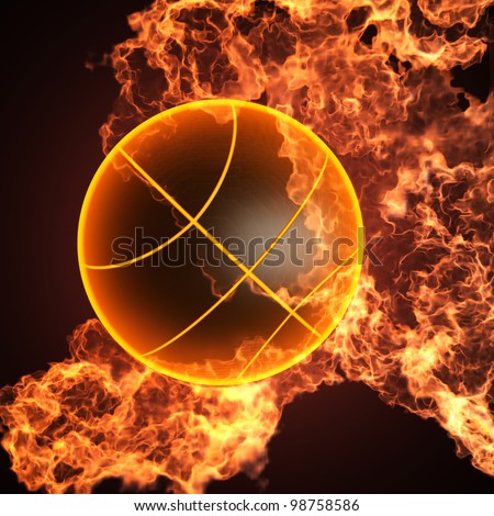 Basketball in fire made in 3D