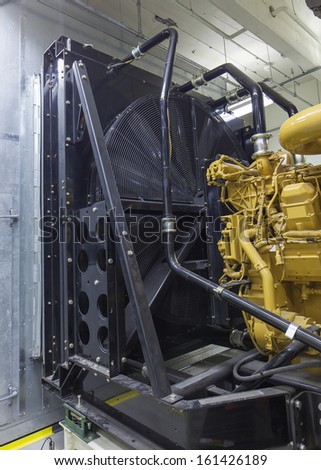 This standby diesel generator unit detailing the unit mounted radiator.