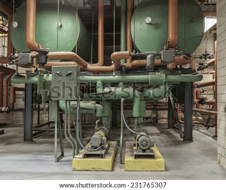 Hot water pumping system including tanks, piping, valves, pumps, electrical controls