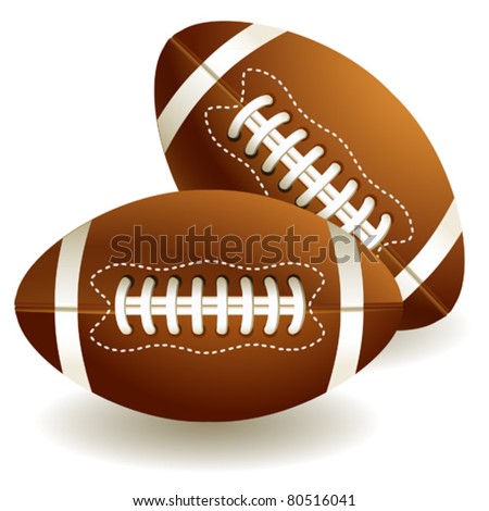 Two Isolated American Footballs On The White Background Stock Vector