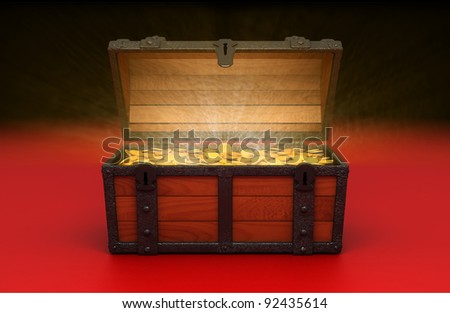 Treasure chest. Gold coins.