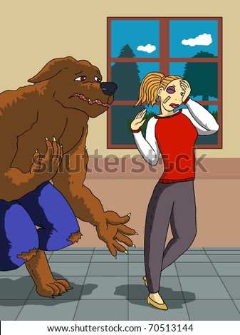Single sporty blonde pony tail girl breaks up with abusive werewolf boyfriend