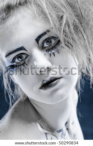 female face with original make-up - fake eyelashes