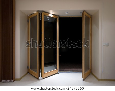 Wooden folding doors with lighting
