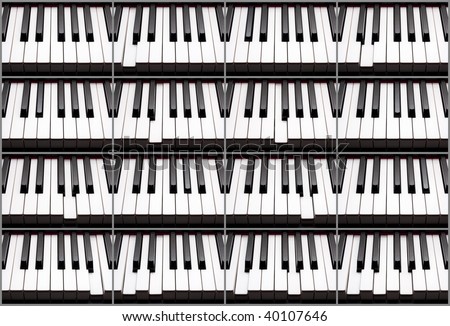 Set of 16 photos with different keys pressed. You can easy create piano animation