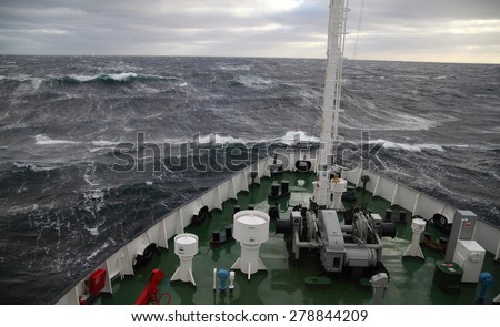 Ship at rough sea