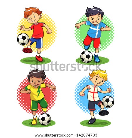 Soccer Boys Soccer player boys with different uniforms Vector EPS10 file Soccer Boys Soccer player boys with different uniforms Vector EPS10 file