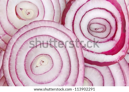 Red onion slices background